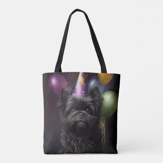 Affenpinscher Dog Birthday-ballonnen Tote Bag (Achterkant)
