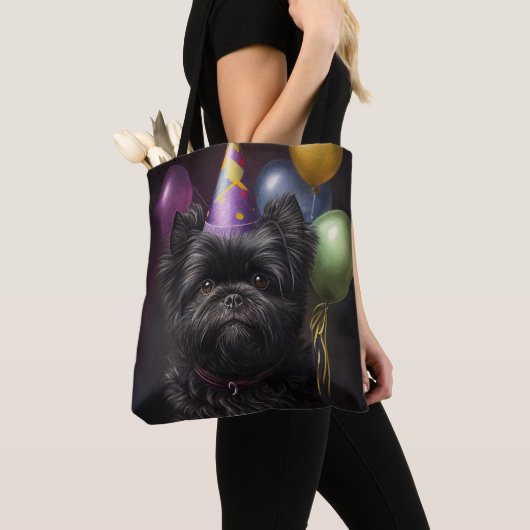 Affenpinscher Dog Birthday-ballonnen Tote Bag (Dichtbij)