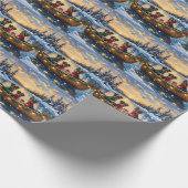 Affenpinscher Dog Christmas Boat Holiday Cadeaupapier (Hoek)