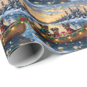 Affenpinscher Dog Christmas Boat Holiday Cadeaupapier (Rol Hoek)