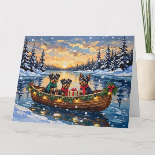 Affenpinscher Dog Christmas Boat Holiday Kaart (Voorkant)