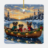 Affenpinscher Dog Christmas Boat Holiday Keramisch Ornament (Achterkant)