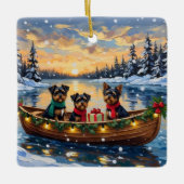 Affenpinscher Dog Christmas Boat Holiday Keramisch Ornament (Voorkant)