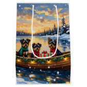 Affenpinscher Dog Christmas Boat Holiday Medium Cadeauzakje (Achterkant)