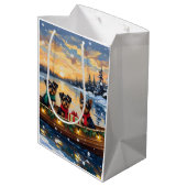 Affenpinscher Dog Christmas Boat Holiday Medium Cadeauzakje (Achterkant Gekanteld)