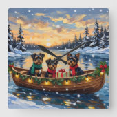 Affenpinscher Dog Christmas Boat Holiday Vierkante Klok (Voorkant)