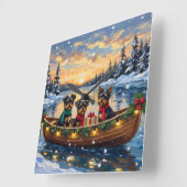Affenpinscher Dog Christmas Boat Holiday Vierkante Klok (Hoek)