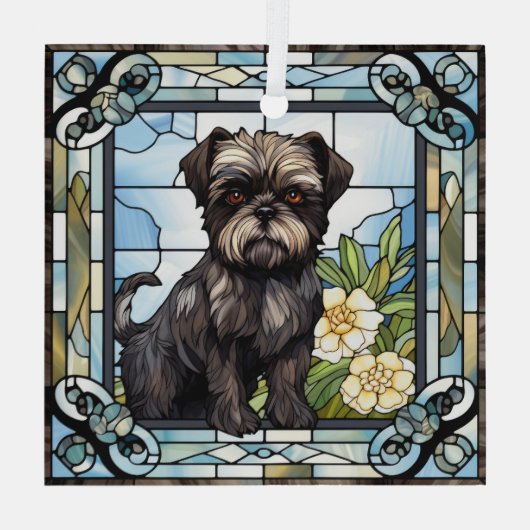 Affenpinscher Dog Glas Ornament (Achterkant)