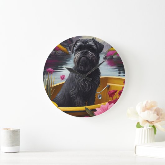 Affenpinscher Dog op een peddel: een Schilderachti Grote Klok (Huis)
