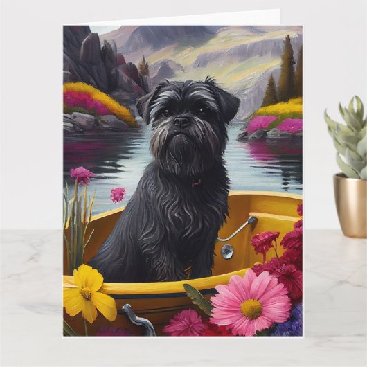 Affenpinscher Dog op een peddel: een Schilderachti Kaart (Kleine Plant)