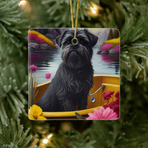 Affenpinscher Dog op een peddel: een Schilderachti Keramisch Ornament