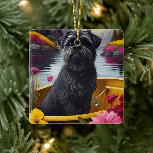 Affenpinscher Dog op een peddel: een Schilderachti Keramisch Ornament (Boom)