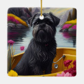 Affenpinscher Dog op een peddel: een Schilderachti Keramisch Ornament (Achterkant)