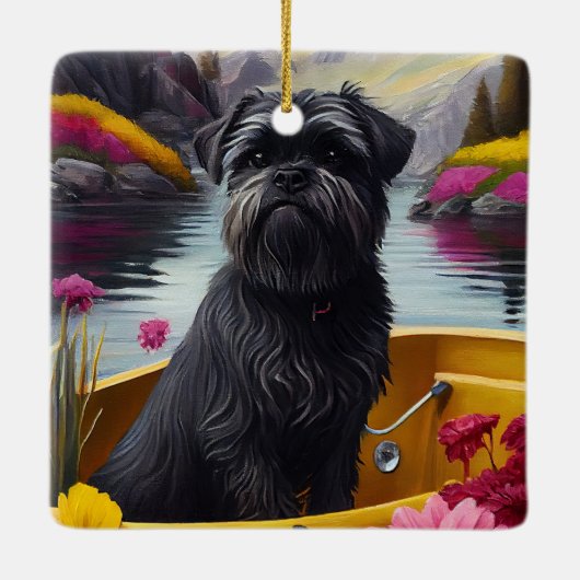 Affenpinscher Dog op een peddel: een Schilderachti Keramisch Ornament (Achterkant)