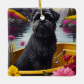 Affenpinscher Dog op een peddel: een Schilderachti Keramisch Ornament (Voorkant)