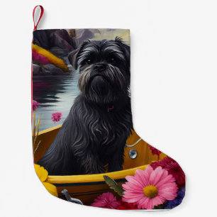 Affenpinscher Dog op een peddel: een Schilderachti Kleine Kerstsok
