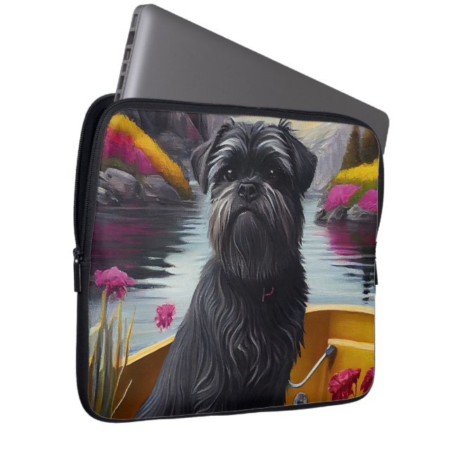 Affenpinscher Dog op een peddel: een Schilderachti Laptop Sleeve (Voorkant Rechts)