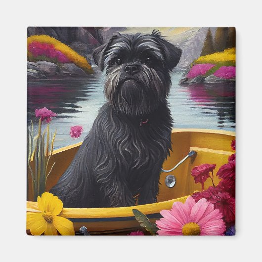 Affenpinscher Dog op een peddel: een Schilderachti Magneet (Voorkant)