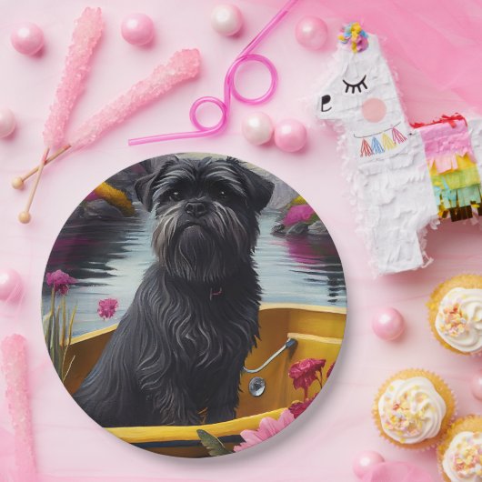 Affenpinscher Dog op een peddel: een Schilderachti Papieren Bordje (Feest)