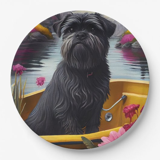 Affenpinscher Dog op een peddel: een Schilderachti Papieren Bordje (Voorkant)