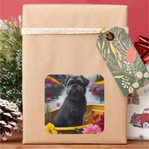 Affenpinscher Dog op een peddel: een Schilderachti Vierkante Sticker