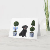 Affenpinscher Dog Puppy Topiary Waterverf Kaart (Voorkant)