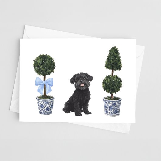 Affenpinscher Dog Puppy Topiary Waterverf Kaart