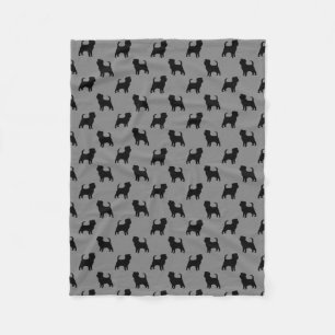 Affenpinscher Dog Silhouettes Pattern Grey Fleece Deken