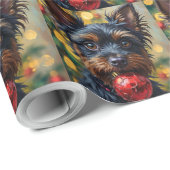 Affenpinscher Dog with Christmas Ornament Cadeaupapier (Rol Hoek)