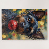 Affenpinscher Dog with Christmas Ornament Legpuzzel (Horizontaal)