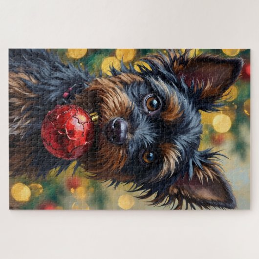 Affenpinscher Dog with Christmas Ornament Legpuzzel (Horizontaal)