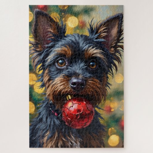 Affenpinscher Dog with Christmas Ornament Legpuzzel (Verticaal)