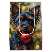 Affenpinscher Dog with Christmas Ornament Medium Cadeauzakje (Achterkant)