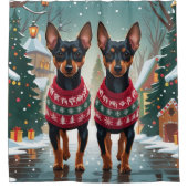 Affenpinscher Dogs Christmas Snow Holiday Douchegordijn (Voorkant)