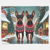 Affenpinscher Dogs Christmas Snow Holiday Fleece Deken (Voorkant (Horizontaal))