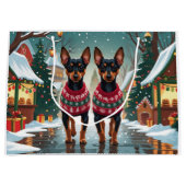 Affenpinscher Dogs Christmas Snow Holiday Groot Cadeauzakje (Voorkant)