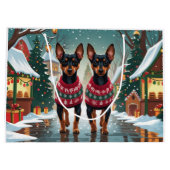 Affenpinscher Dogs Christmas Snow Holiday Groot Cadeauzakje (Achterkant)