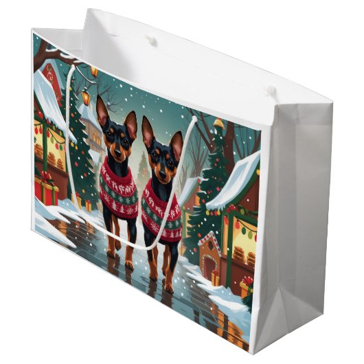 Affenpinscher Dogs Christmas Snow Holiday Groot Cadeauzakje (Voorkant Gekanteld)