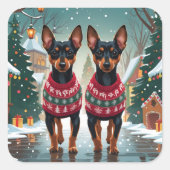 Affenpinscher Dogs Christmas Snow Holiday Vierkante Sticker (Voorkant)