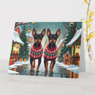 Affenpinscher Dogs Kerstmis Sneeuw Vakantie Kaart
