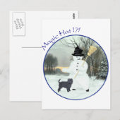Affenpinscher en Sneeuwman Briefkaart (Voorkant / Achterkant)