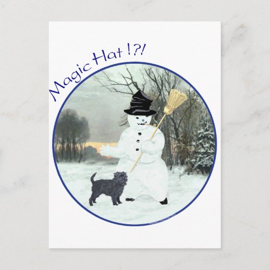 Affenpinscher en Sneeuwman Briefkaart (Voorkant)