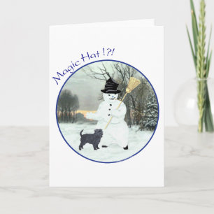 Affenpinscher en Sneeuwman Feestdagen Kaart