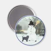 Affenpinscher en Sneeuwman Magneet (Voorkant / Achterkant)