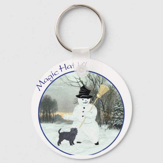 Affenpinscher en Sneeuwman Sleutelhanger (Voorkant)