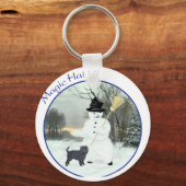 Affenpinscher en Sneeuwman Sleutelhanger (Voorkant)