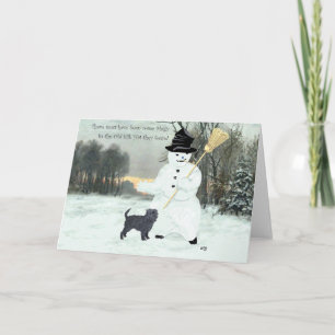 Affenpinscher en Snowman Feestdagen Kaart