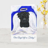 Affenpinscher ENGEL Kaart (Gele Bloem)