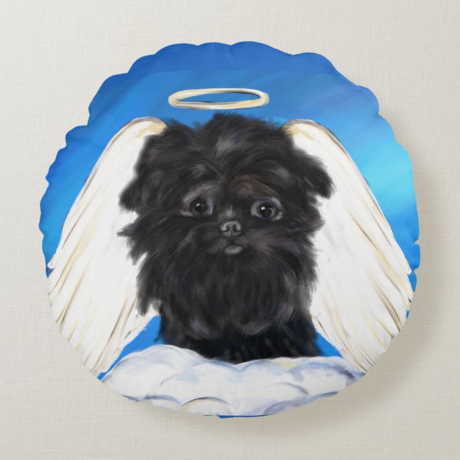 Affenpinscher Engel   Rond Kussen (Voorkant)