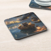 Affenpinscher Feestelijke Kerstreis Bier Onderzetter (Linkerzijde)